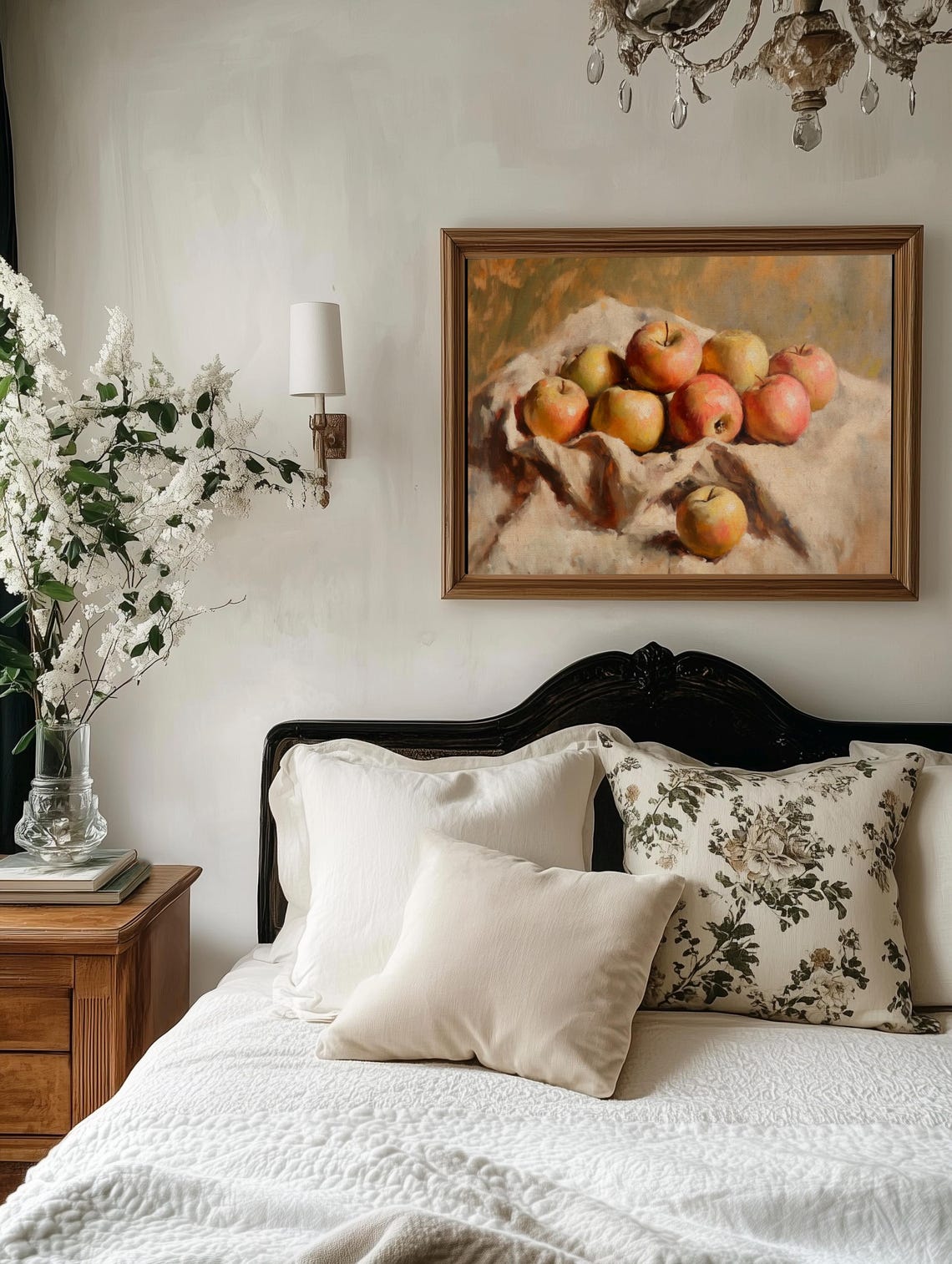 Red Apples on Linen Rustic Farmhouse Kitchen Still Life Vintage Poster - Image 2