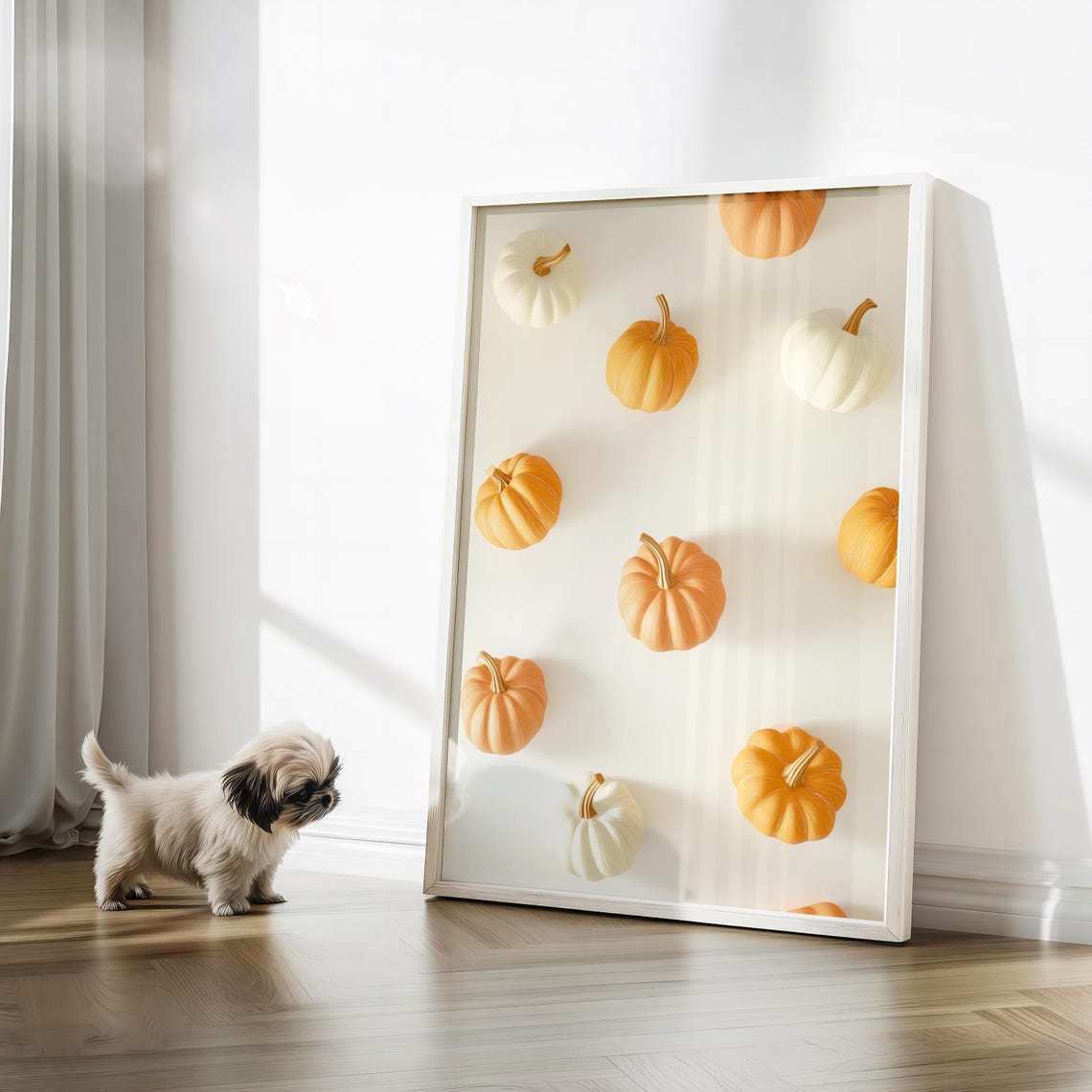 Cute Pumpkin Pattern Art Halloween Autumnal Wall Art Modern Fall Home Decor Halloween Instant Art - Image 3