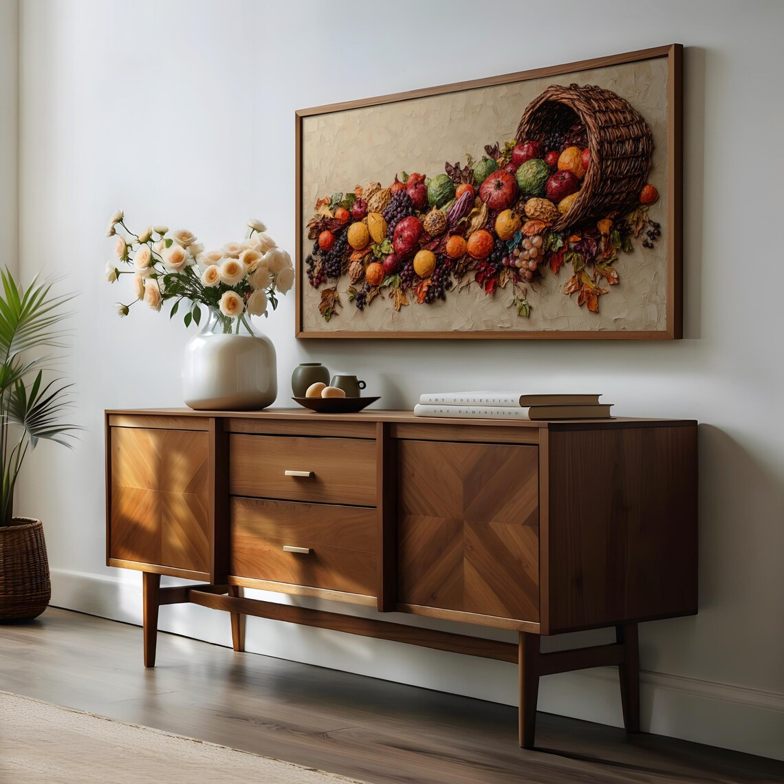 Harvest Cornucopia Textured Oil Painting Autumn Still Life Poster - Image 3
