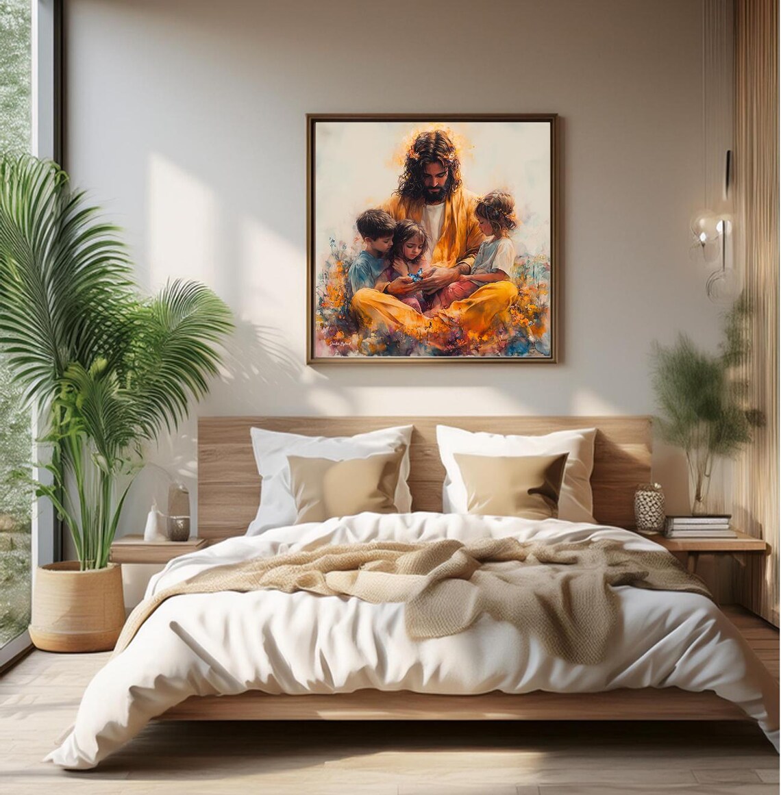 Jesus Butterfly And Children, Christian Family Art - Image 3