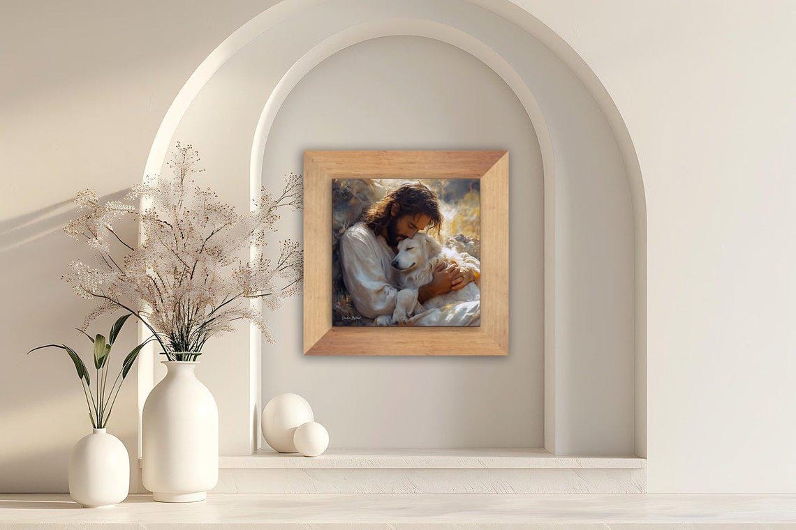 Jesus Dog Blessing Fine Art Giclee Print - Image 4