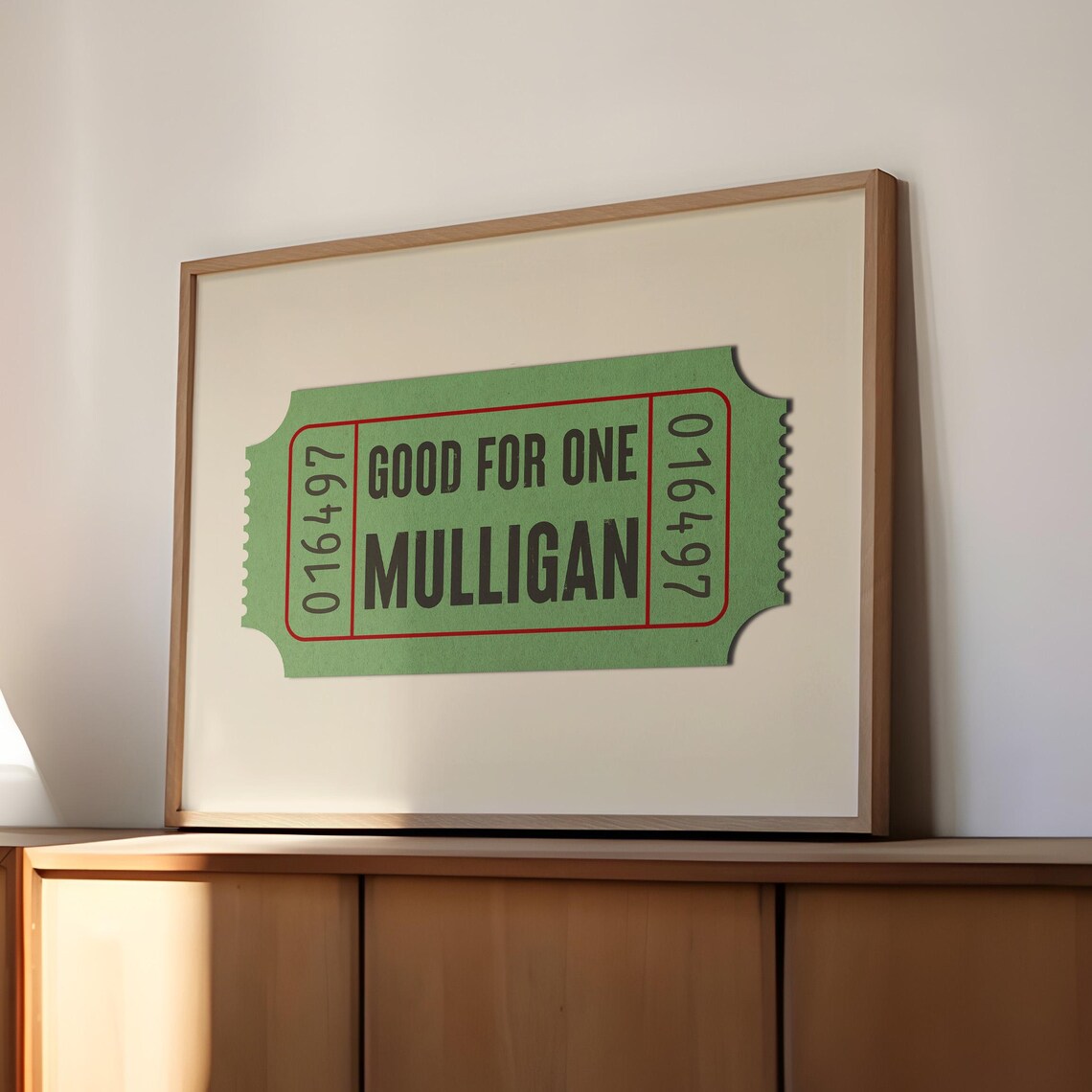 Golf Humor Office Art Print, Mulligan Ticket Style