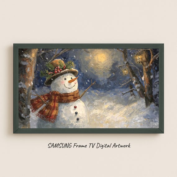 Samsung Frame Tv Art Snowman In The Moonlit Forest