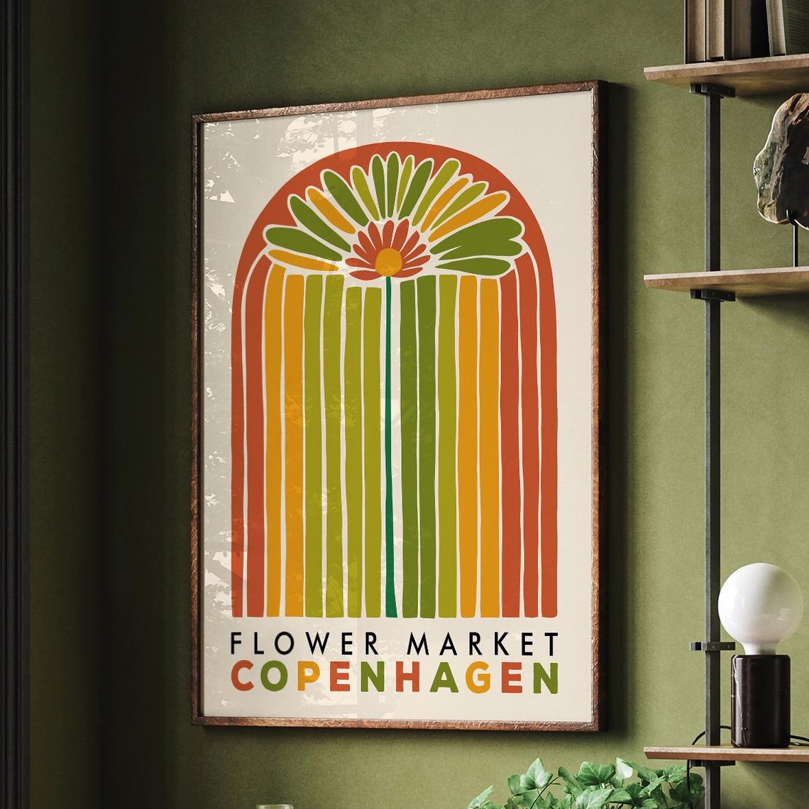 Scandinavian Flower Market Copenhagen Retro Rainbow Arch Poster