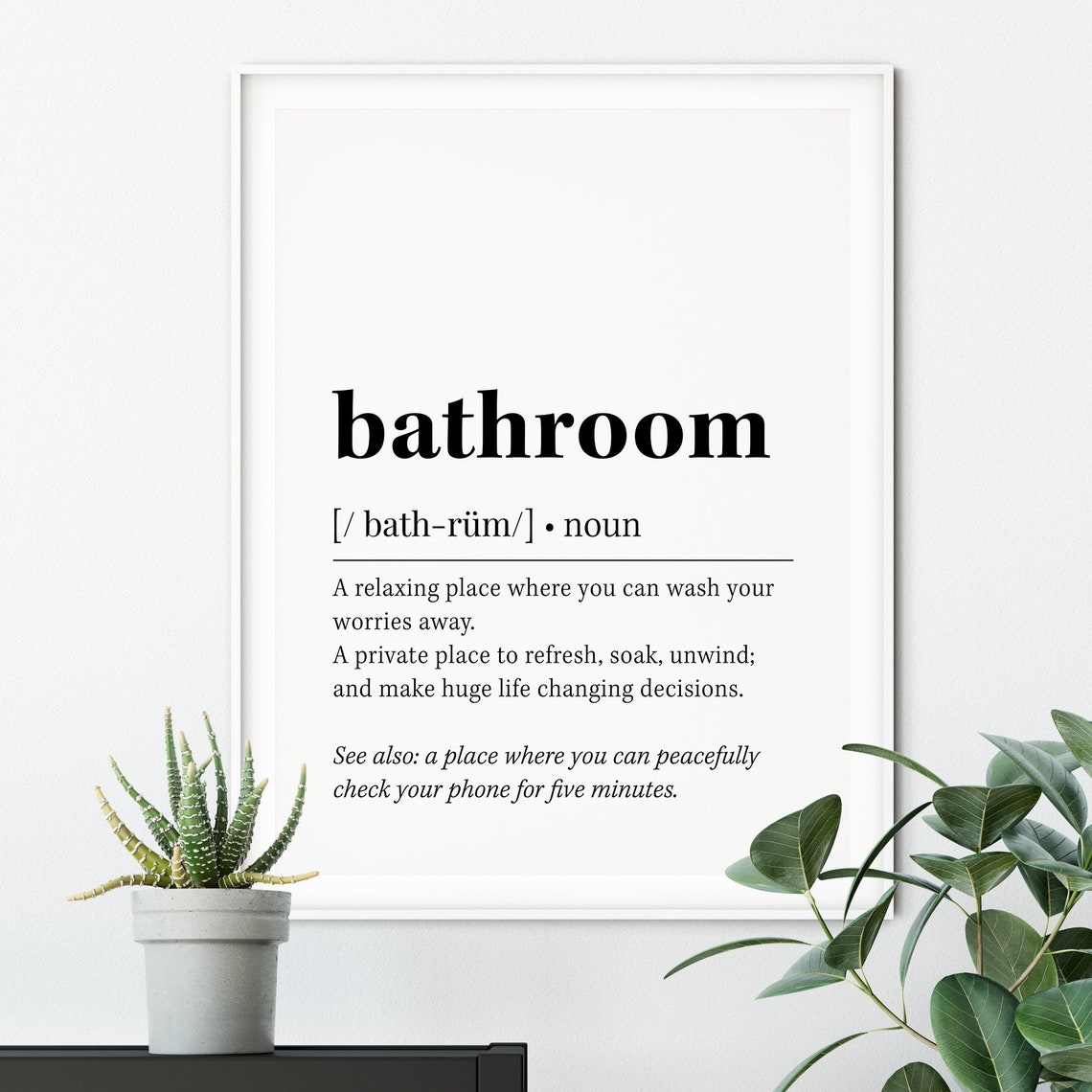 Bathroom Definition Dictionary Style Funny Black White Decor Poster - Image 2