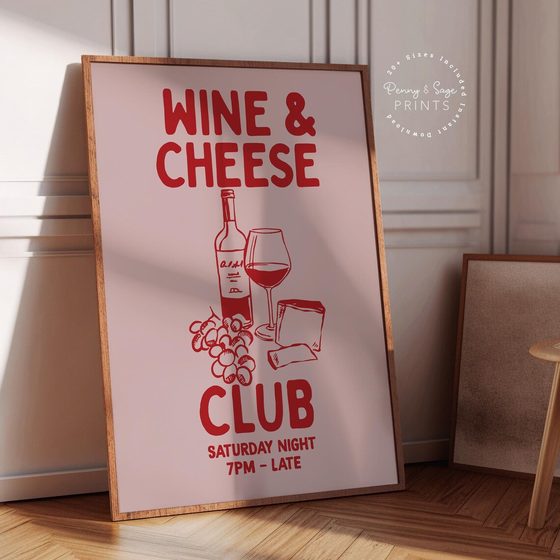 Wine And Cheese Club Kitchen Bar Cart Art Print - Image 2