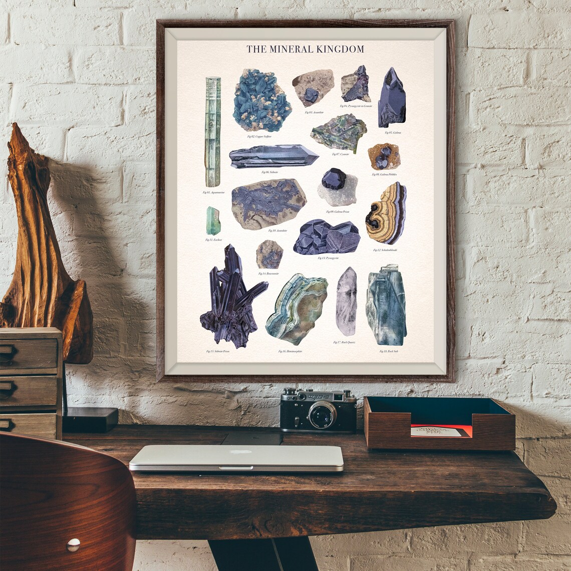 Vintage Gems Mineral Kingdom Chart, Wall Decor