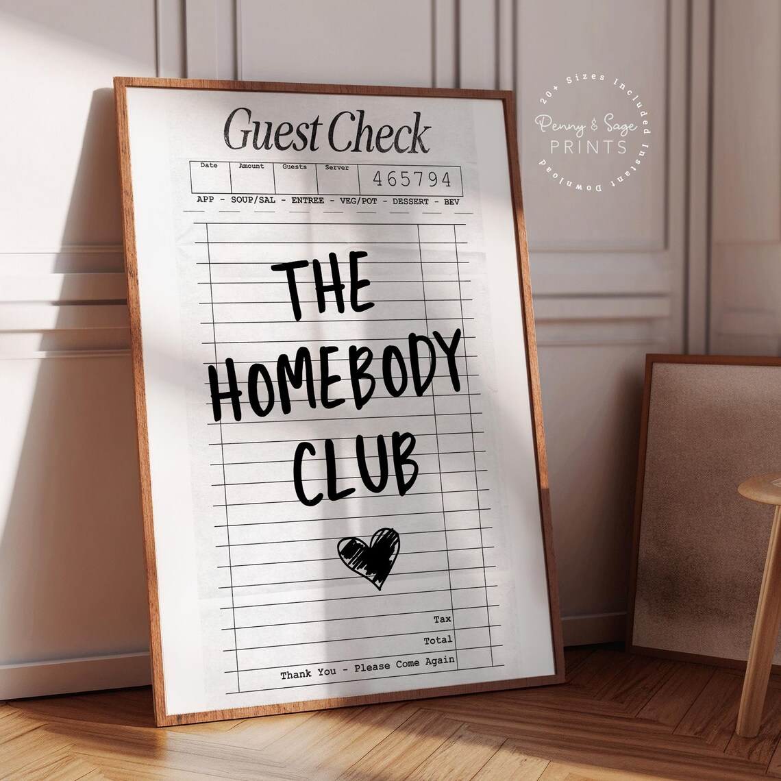 The Homebody Club Trendy Guest Check Style Quote Poster With Heart - Image 2