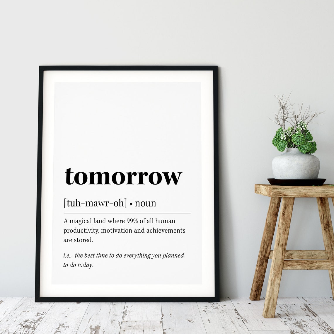 Tomorrow Definition Funny Procrastination Quote Dictionary Poster - Image 2