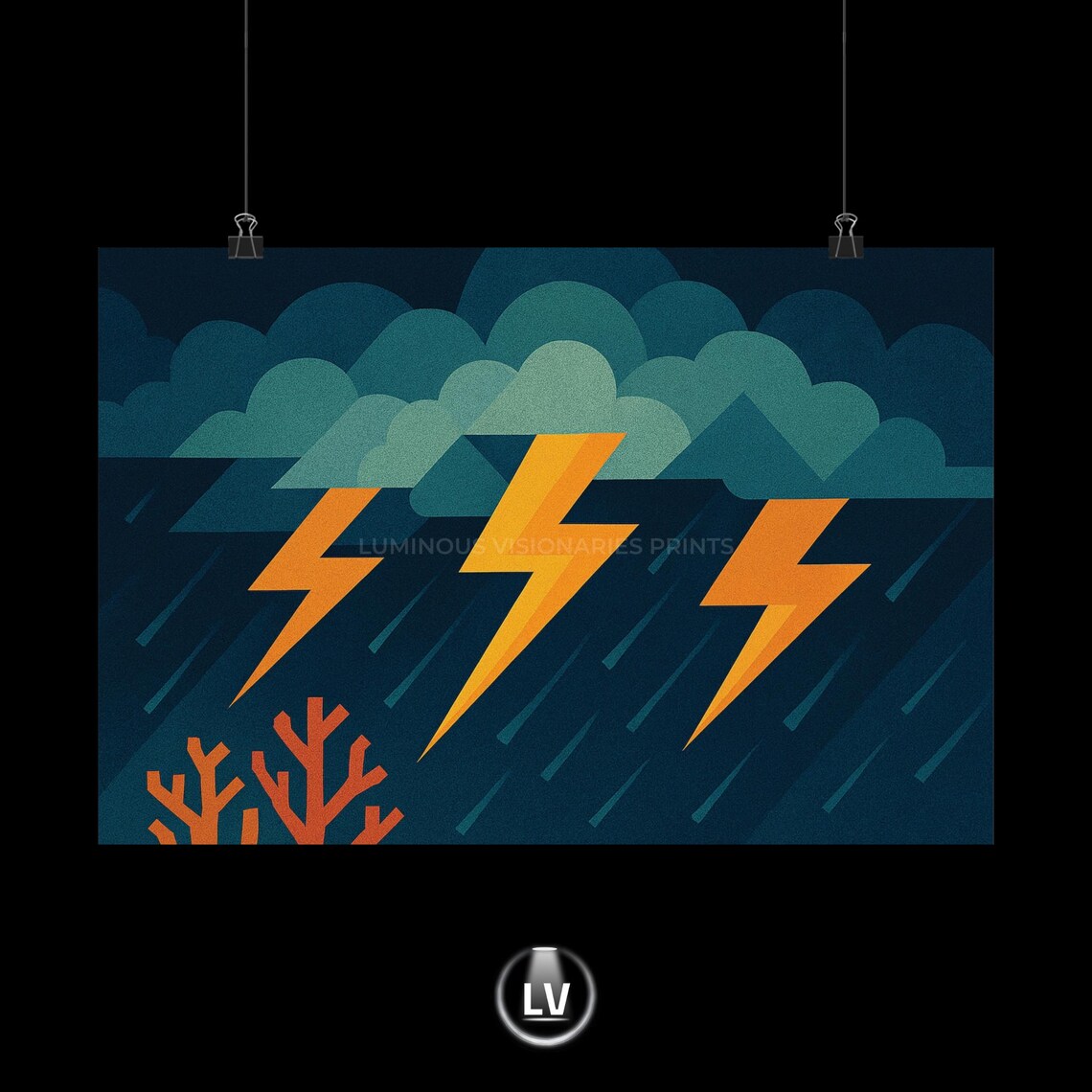 Stormy Weather Wall Art Print, Lightning Design