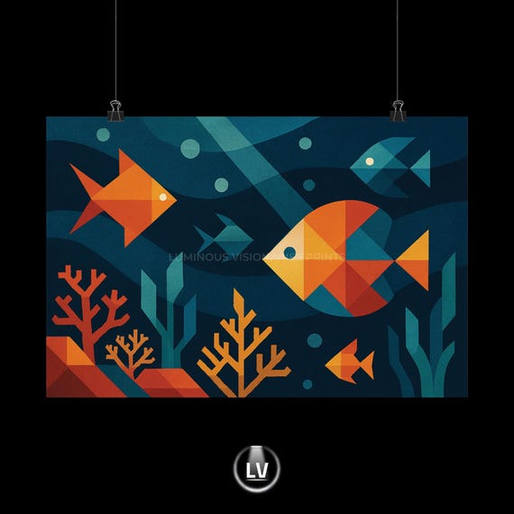 Colorful Underwater Scene Poster Modern Ocean Fish Art Nautical Home Decor Aquatic Wall Gift For Sea Lovers Apag 30