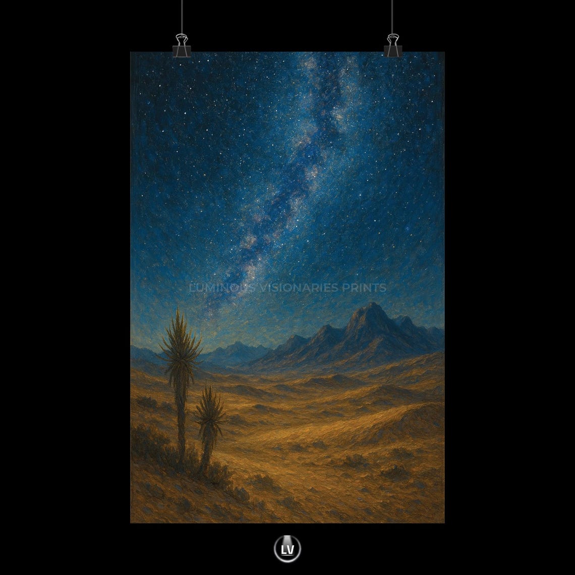 Starry Desert Landscape Art Print Home Decor Nature Poster Wall Gift For Lovers Boho Apls 36