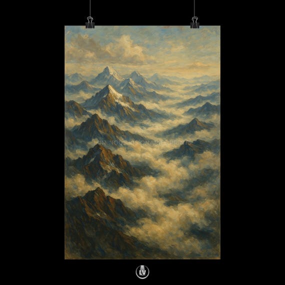 Serene Mountain Landscape Poster Art Print Home Decor Gift For Nature Lovers Wall Retreat Apls 93