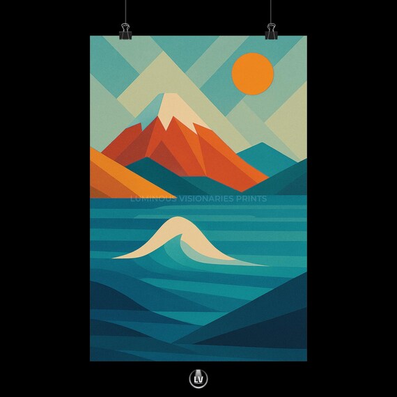 Mountain Sea Matte Vertical Poster Retro Art Print Home Decor Nature Wall Gift For Enthusiasts Minimalist Design Apag 2