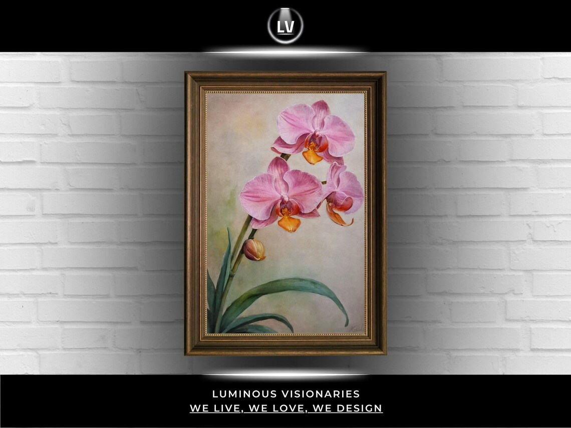Pink Orchid Watercolor Botanical Flower Painting Framed Wall Poster