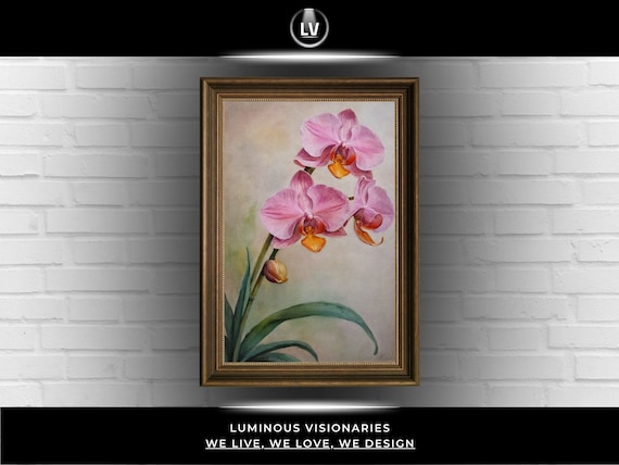 Pink Orchid Watercolor Botanical Flower Painting Framed Wall Poster