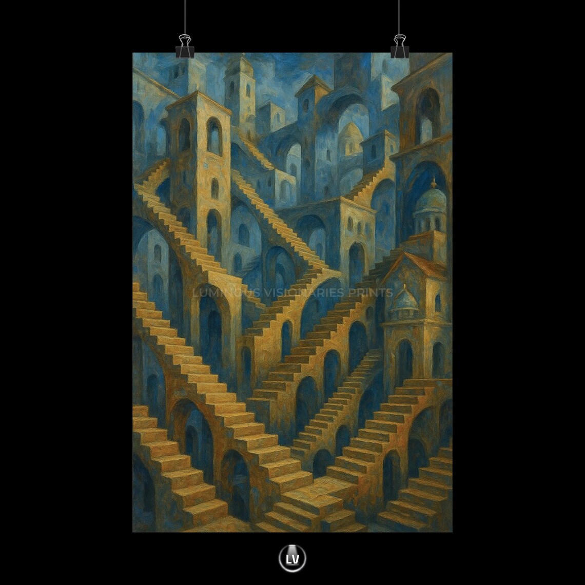 Surreal Staircase Poster Print, Home Decor