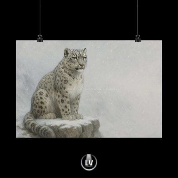 Majestic Snow Leopard Poster Modern Wildlife Art Animal Wall Decor Nature Lover Gift Home Office Decoration Apa 60