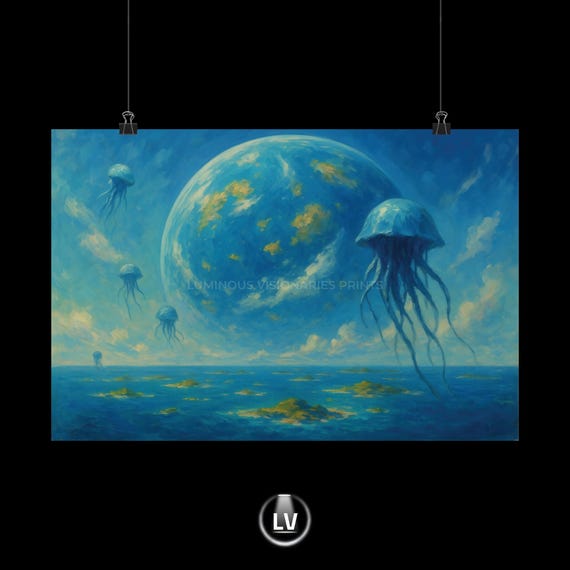 Oceanic Dream Matte Poster Nautical Art Print Jellyfish Decor Coastal Wall Ocean Lover Gift Underwater Apvgnms 5