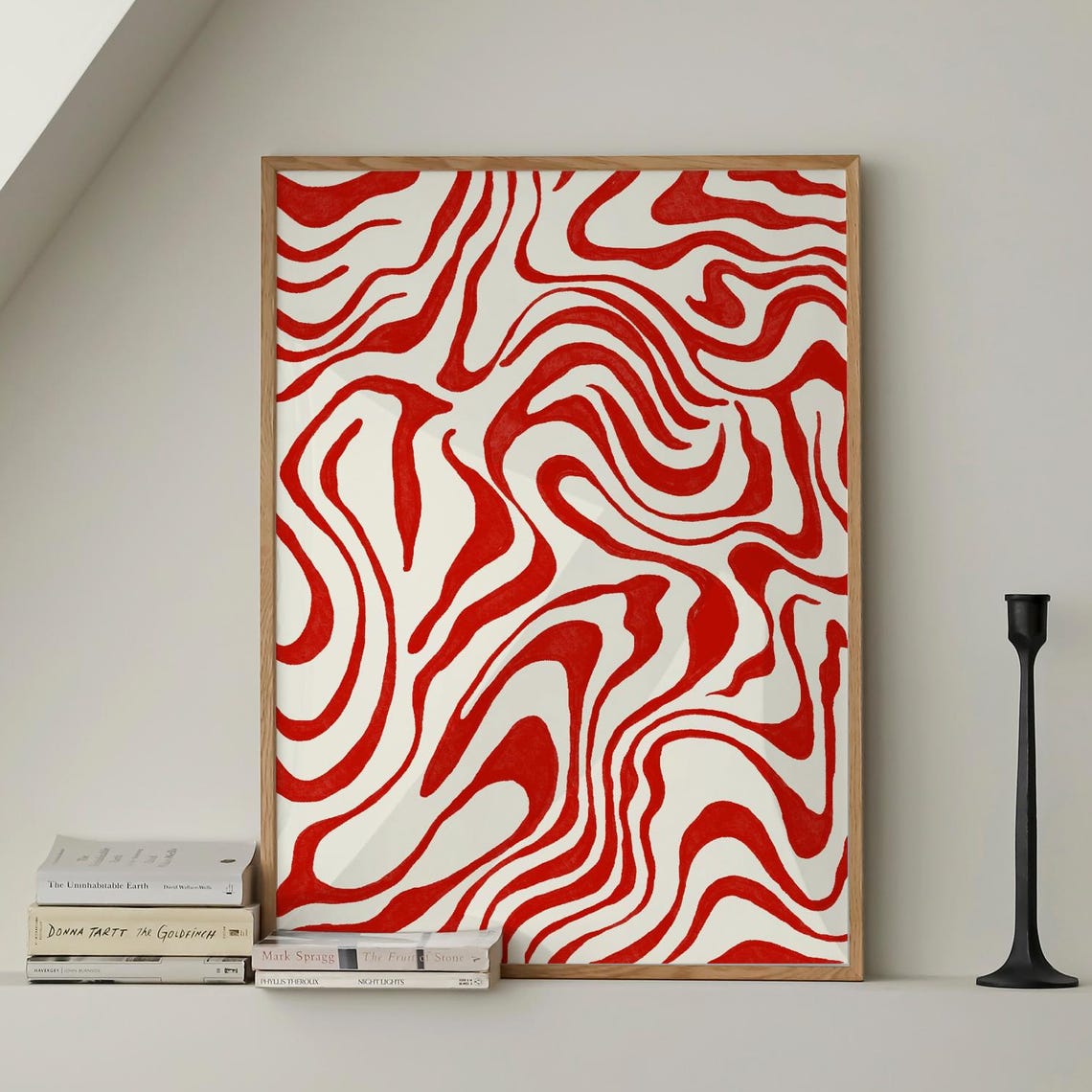 Red Psychedelic Swirl Abstract Minimalist Fluid Art Gift Poster