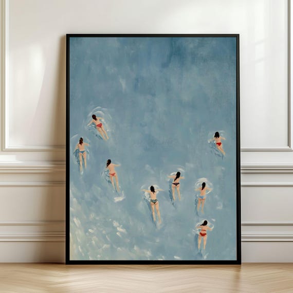 Swimming In The Beach Summer Minimalist Art Print