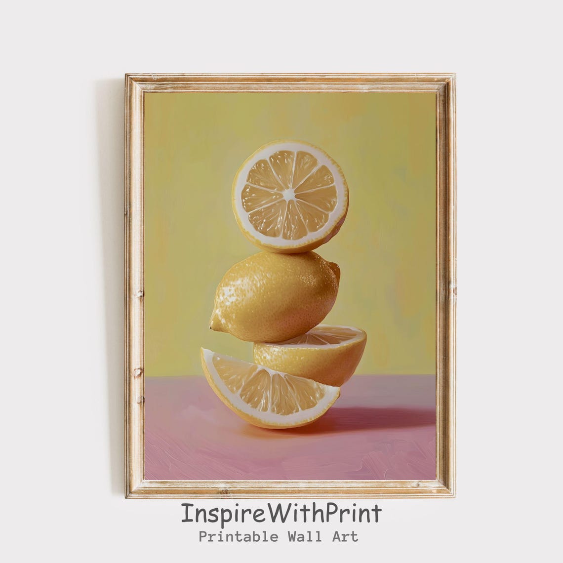 Stacked Lemons Vintage Still Life Yellow Fruit Kitchen Art Poster