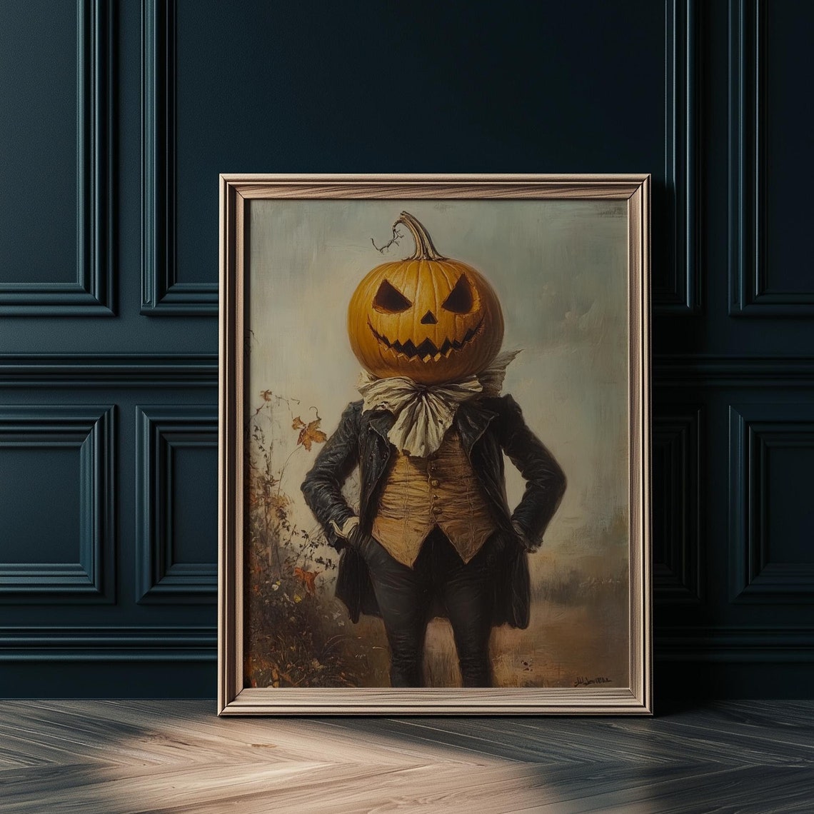 Pumpkin Man Gothic Print Spooky Halloween Wall Art