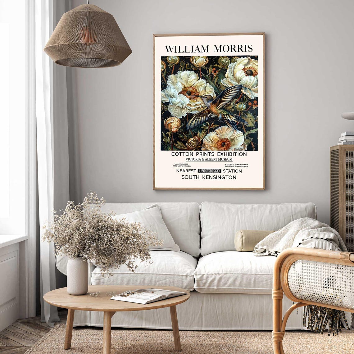 William Morris Hummingbird and Cream Poppy Exhibition Poster - Image 2