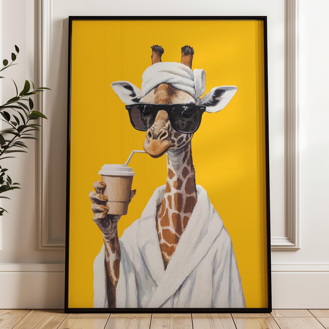 Modern Giraffe Illustration, Humorous Animal Art Print