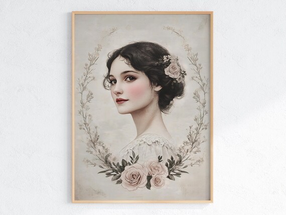 Feminine Regency Lady, Romantic Vintage Portrait