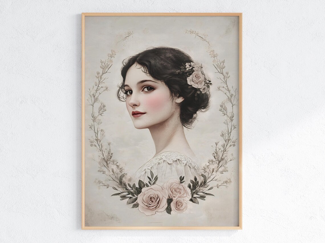 Feminine Regency Lady, Romantic Vintage Portrait