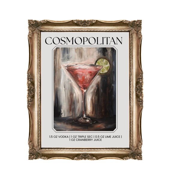 Cosmopolitan Cocktail Recipe Martini Vodka Cranberry Art Poster