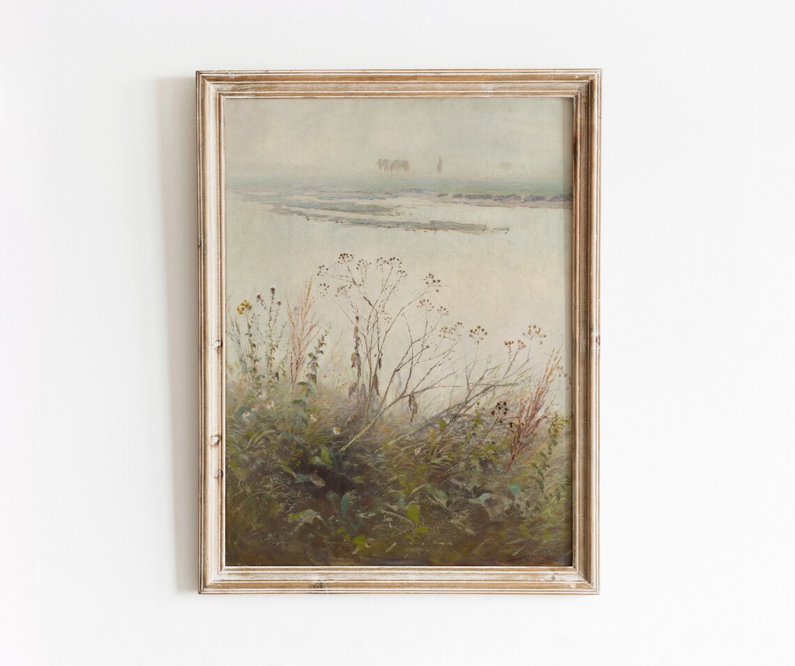 The Shore Vintage Shoreline Botanical Landscape Art Print
