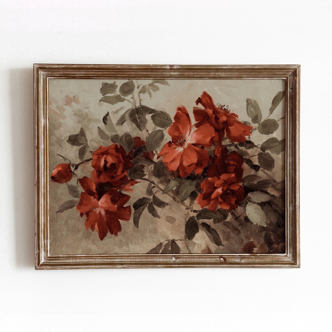 Antique Roses Vintage Flower Painting, Still Life Art Print