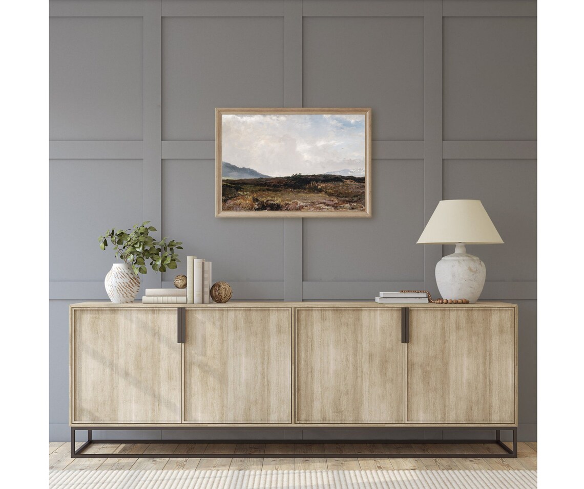 Shrubland Landscape Vintage Oil Painting Art Print - Image 2
