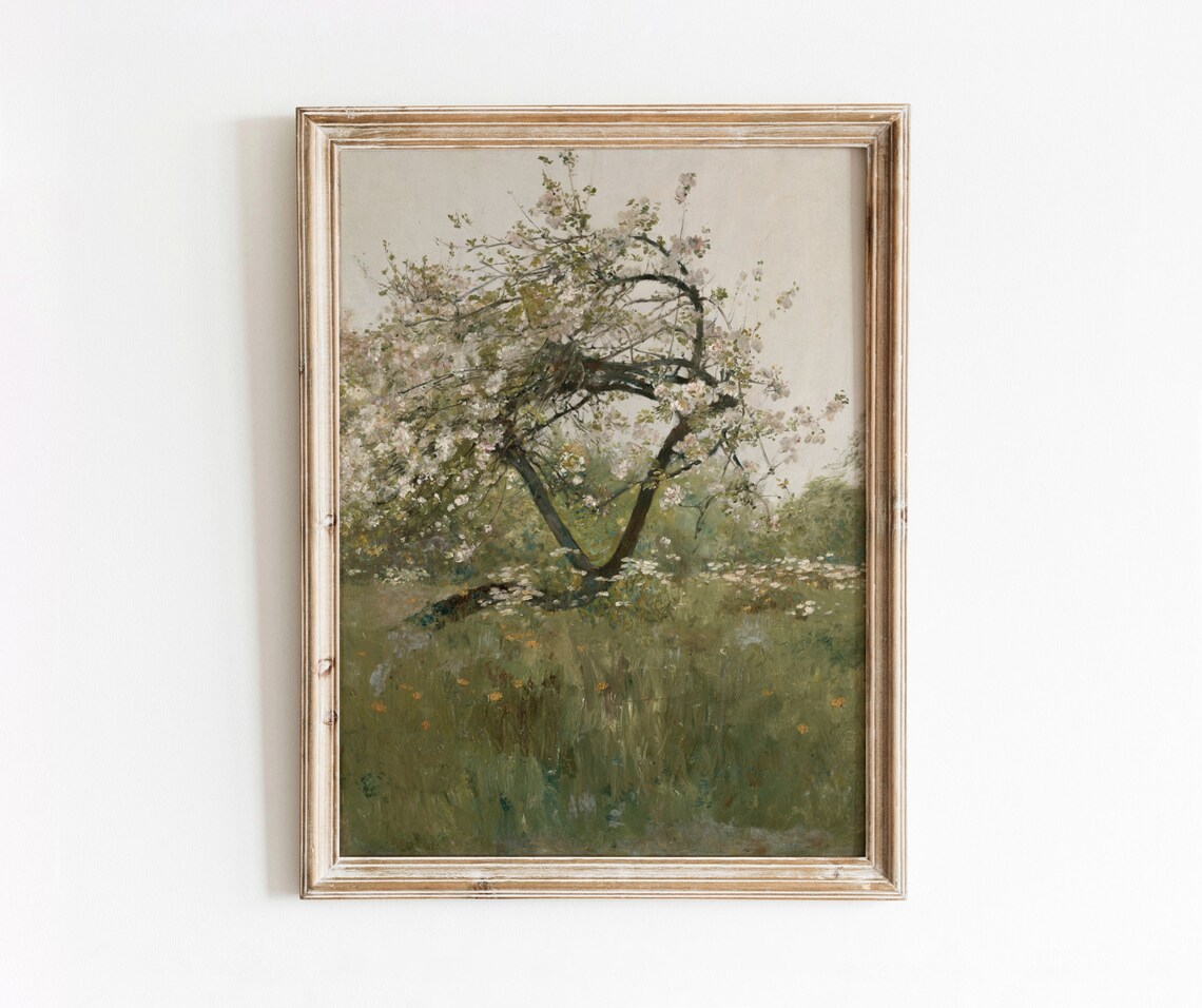 Peach Tree Vintage Nature Painting Art Print