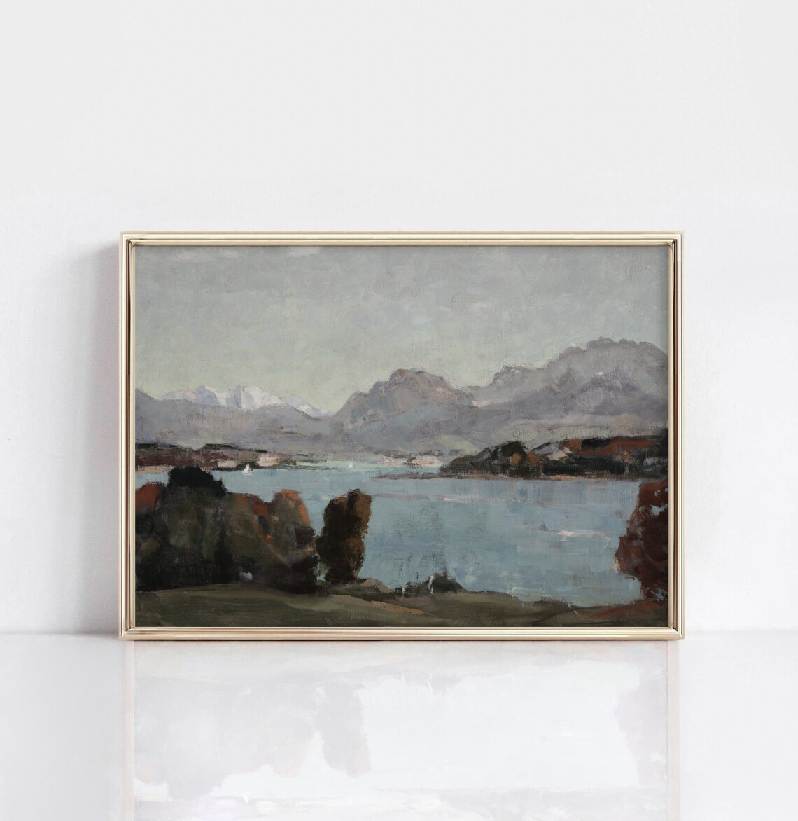 Blue Bay Vintage German Coastal Landscape Art Print - Image 2