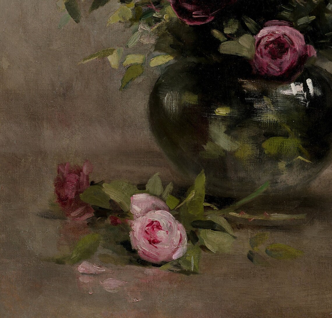 Magenta Roses Vintage Floral Still Life Art Print - Image 2