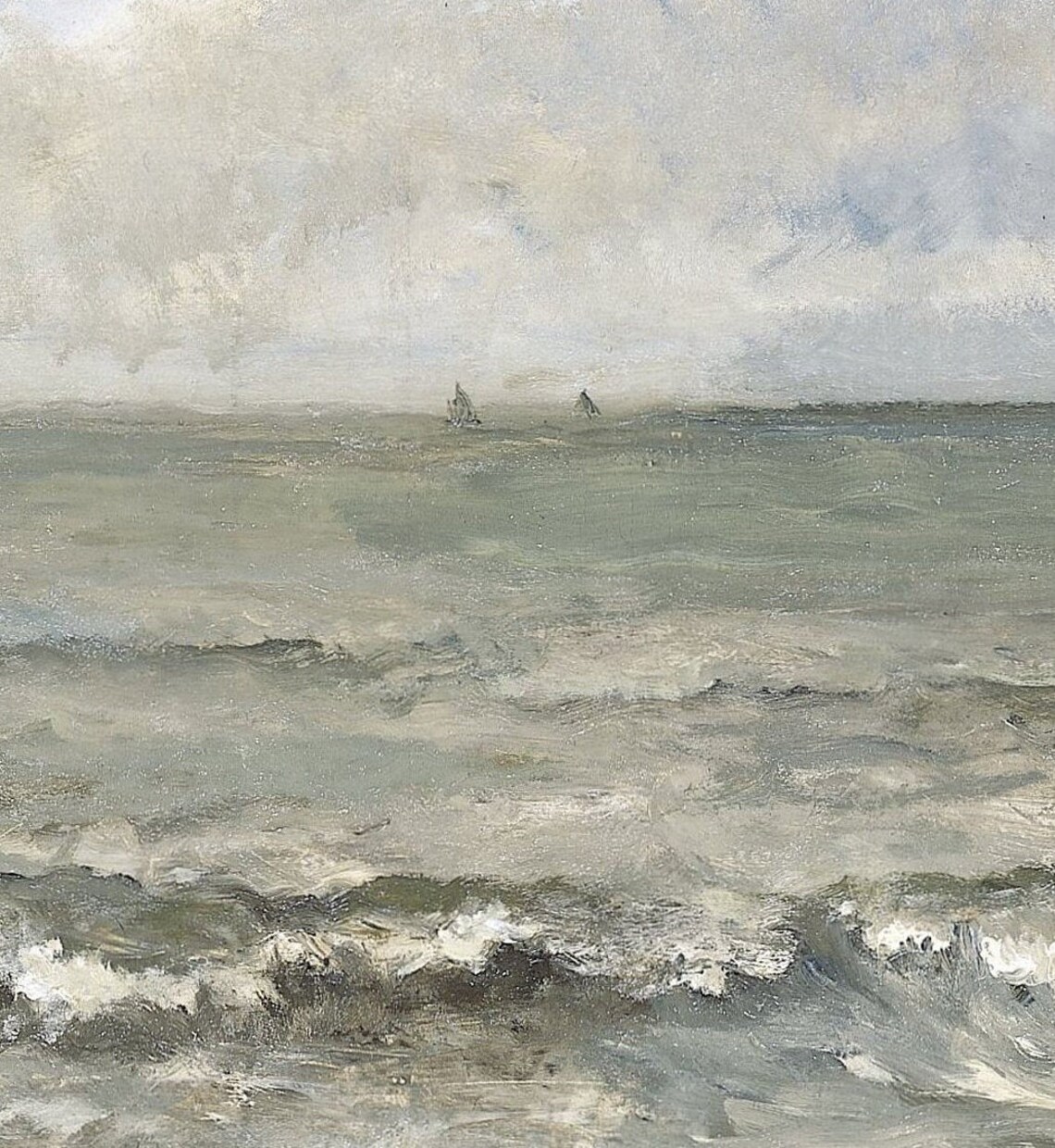 Muted Oceanscape Vintage Seascape Art Print - Image 2