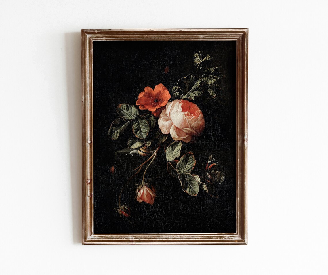Rose Still Life Vintage Flower Art Print