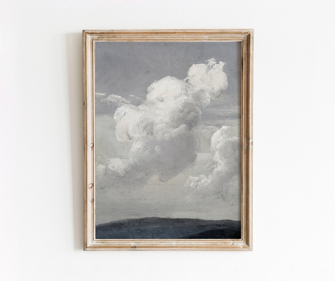Sky Study Vintage Skyscape, Distant Landscape Art Print