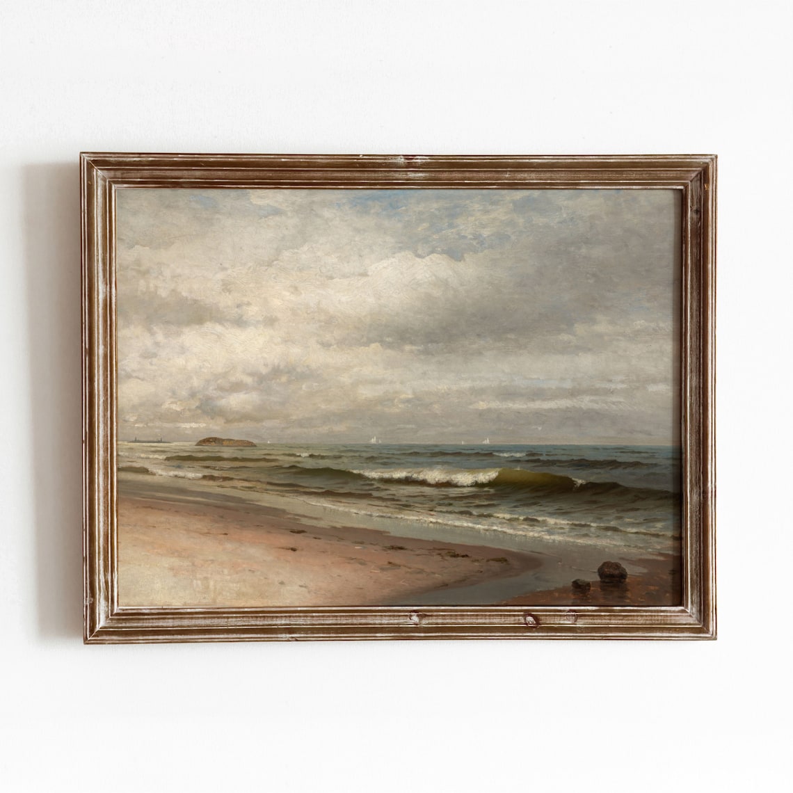 Warm Hued Moody Beach Vintage Coastal Art Print