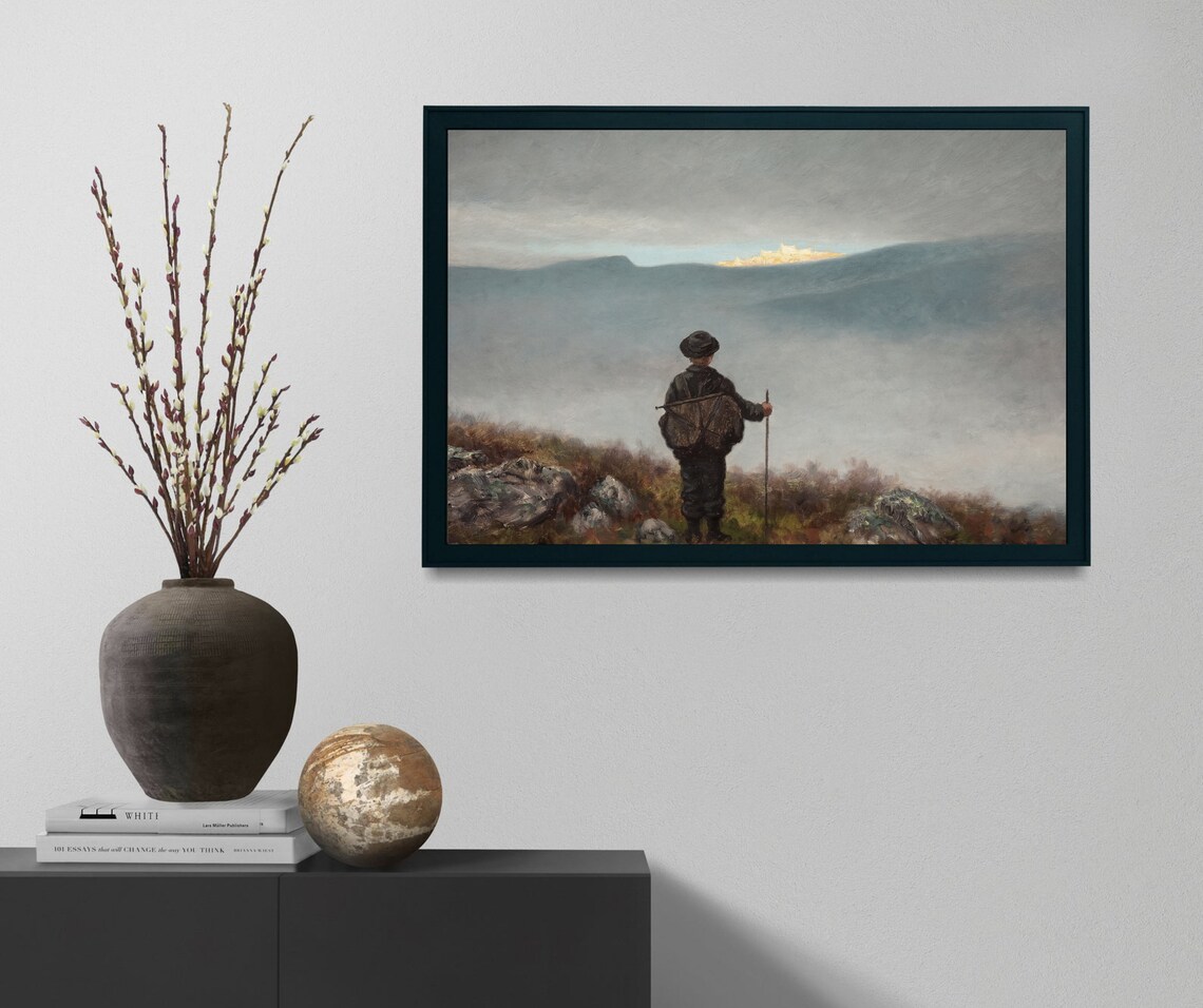 Adventurer Vintage Hiking Landscape Art Print - Image 3