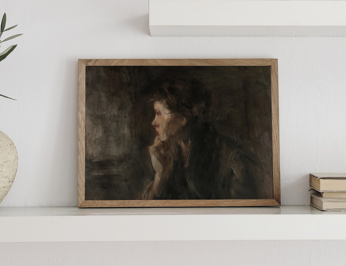 Contemplation Vintage Moody Portrait Art Print - Image 3