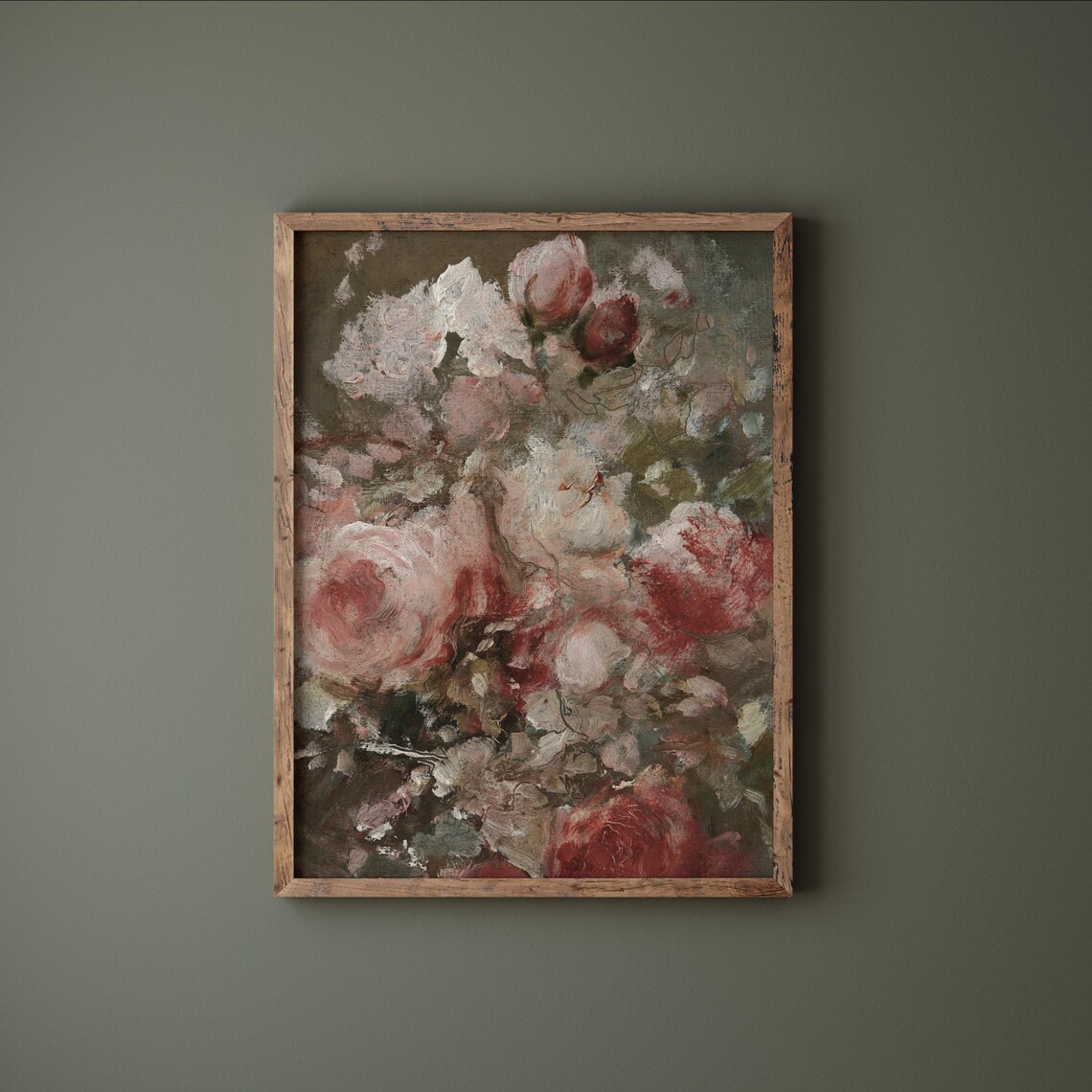 Abstract Roses Vintage Floral Still Life Art Print - Image 3