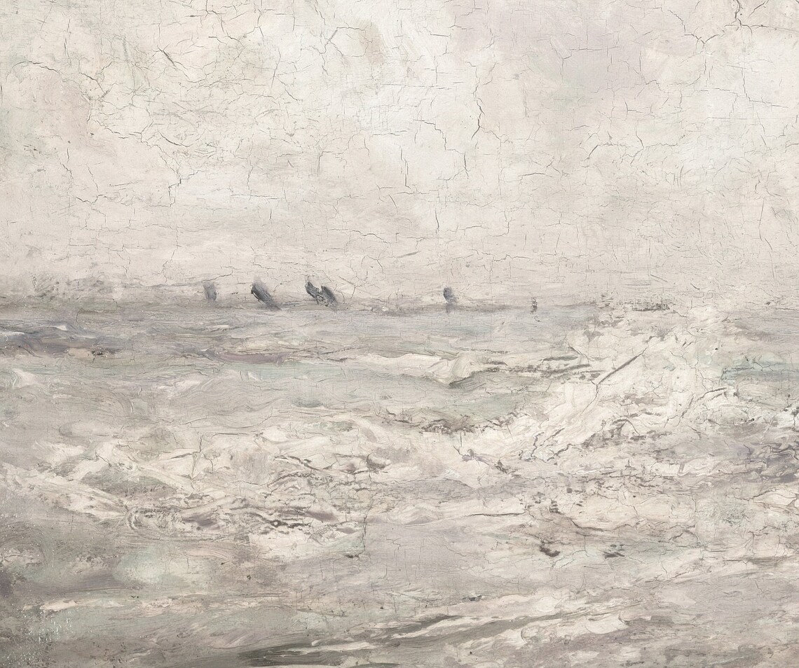 Seascape in Greys Vintage Ocean Art Poster - Image 2