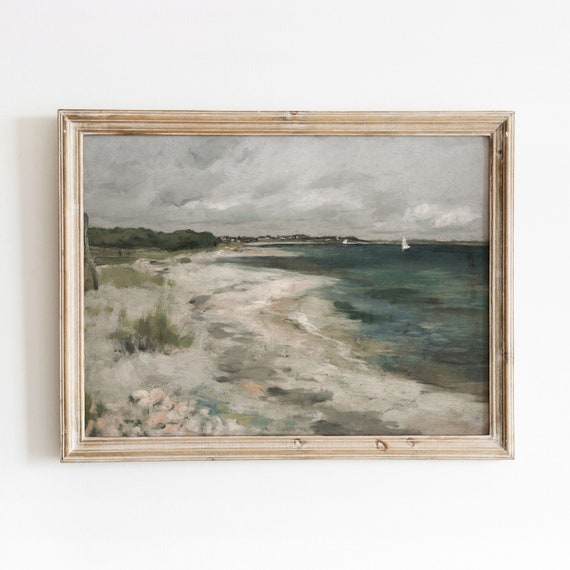 Dark Shore Vintage Moody Coastal Art Print