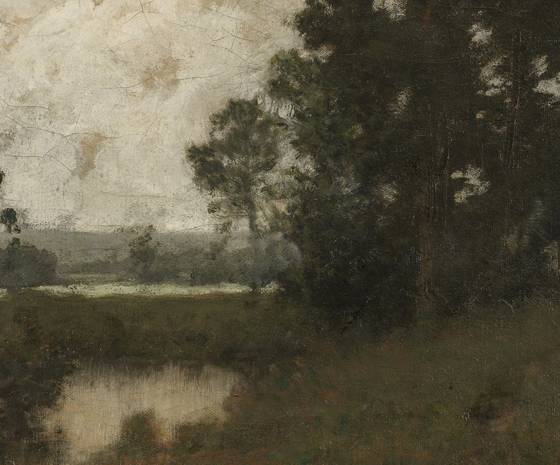 Deep Meadow Vintage Moody Landscape Art Print - Image 2