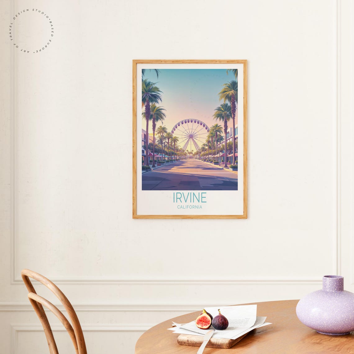 Irvine California Palm Lined Boulevard Ferris Wheel Sunset Art Poster - Image 4