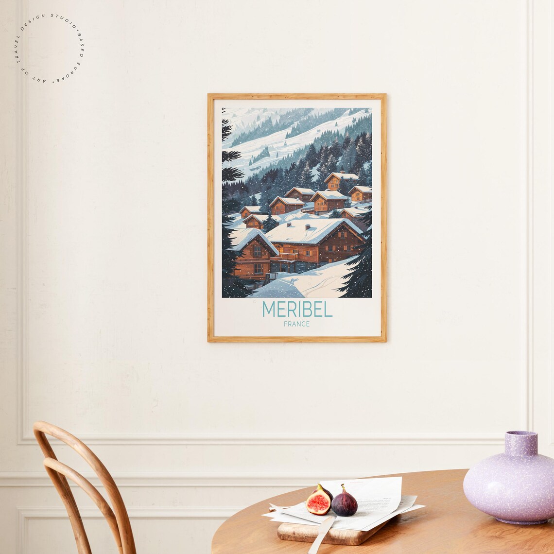 Meribel France Snowy Alpine Chalets Winter Ski Resort Village Poster - Image 4